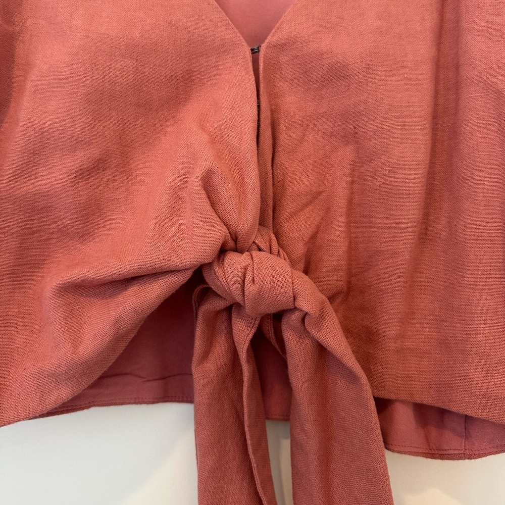 Abercrombie & Fitch Tie-Front Linen Top - Picture 3 of 5